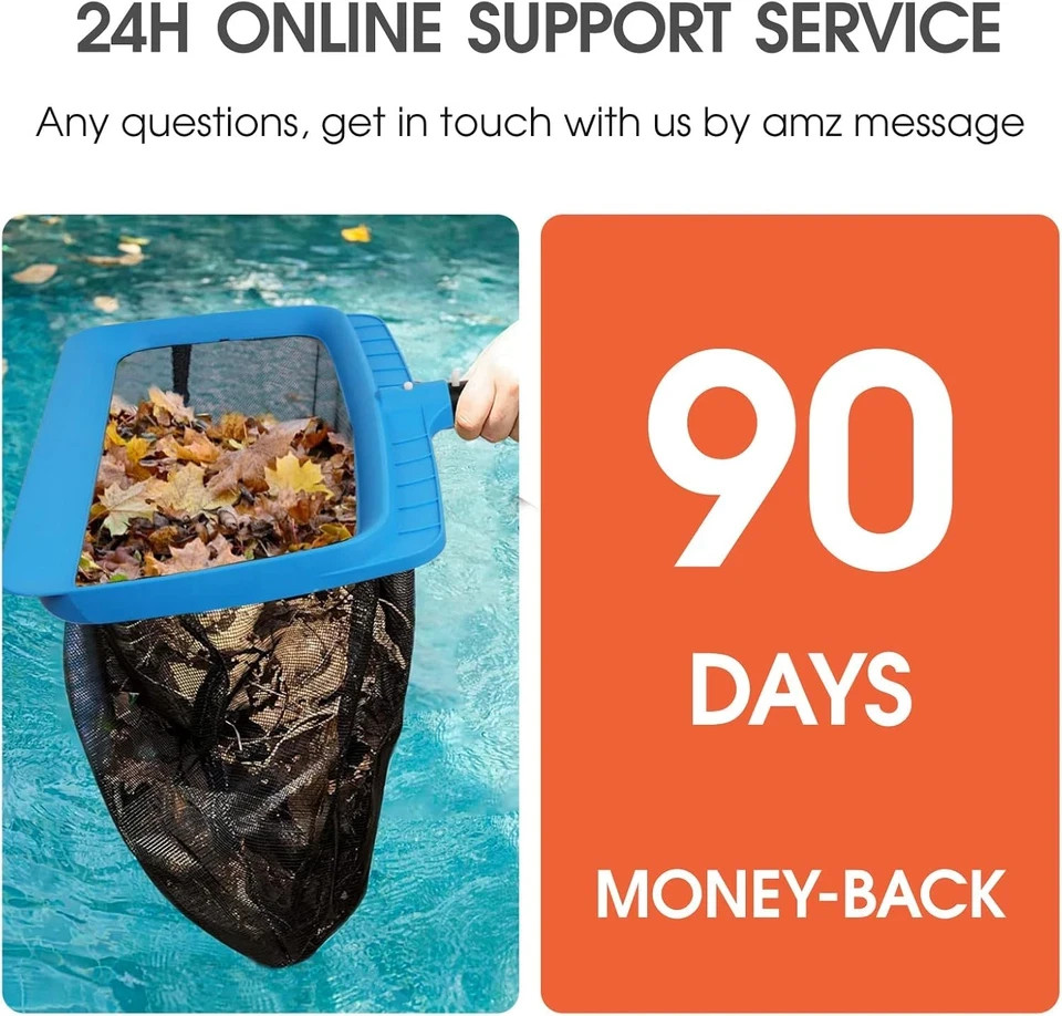 Pool Skimmer Net with Self-Repair Fine Nylon Mesh Bag, Pool Leaf Rake for above