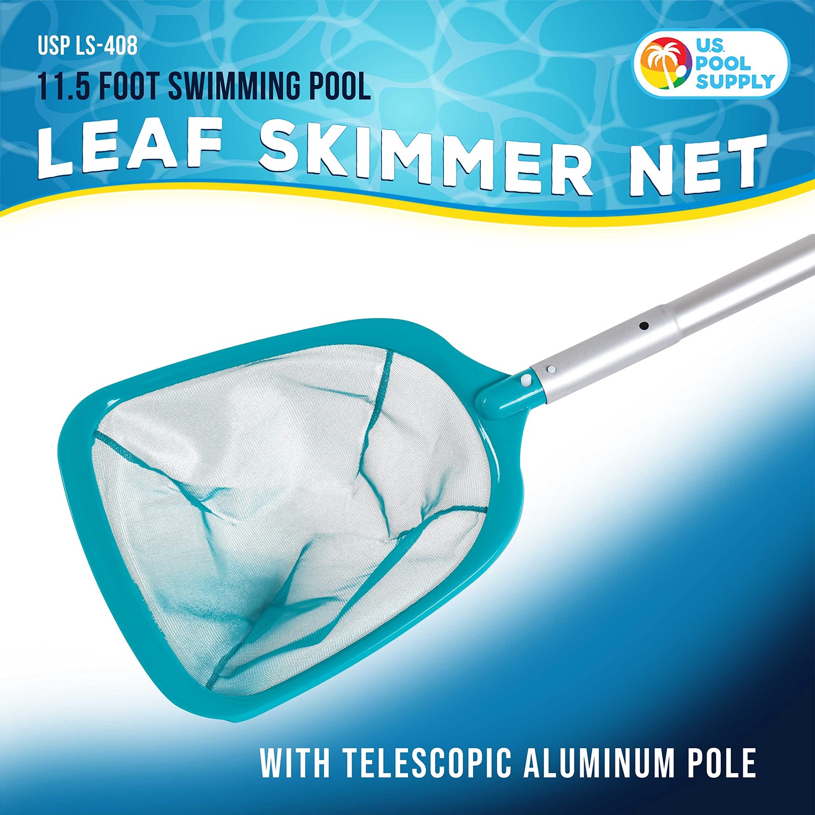 11.5 Foot Swimming Pool Leaf Skimmer Net Telescopic Aluminum Pole 8 Sections 6&prime;