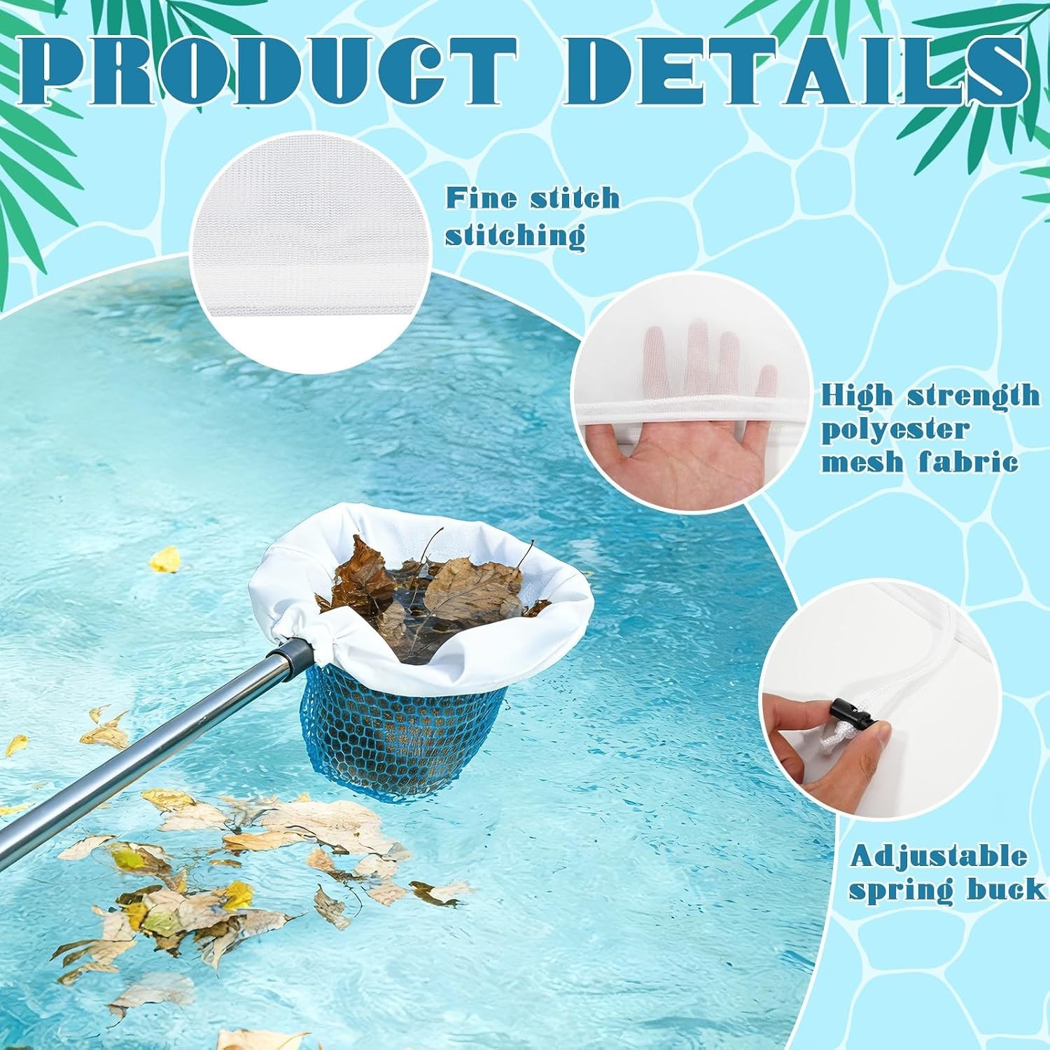 3Pcs Ultra Fine Mesh Pool Skimmer Net Insert,26x22In Adjustable Nylon Replace…