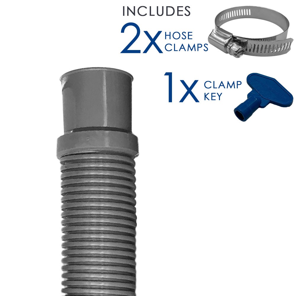 Puri Tech Above Ground Pool Filter Drain Hose Includes Clamps 1.5in Valve x 6 ft