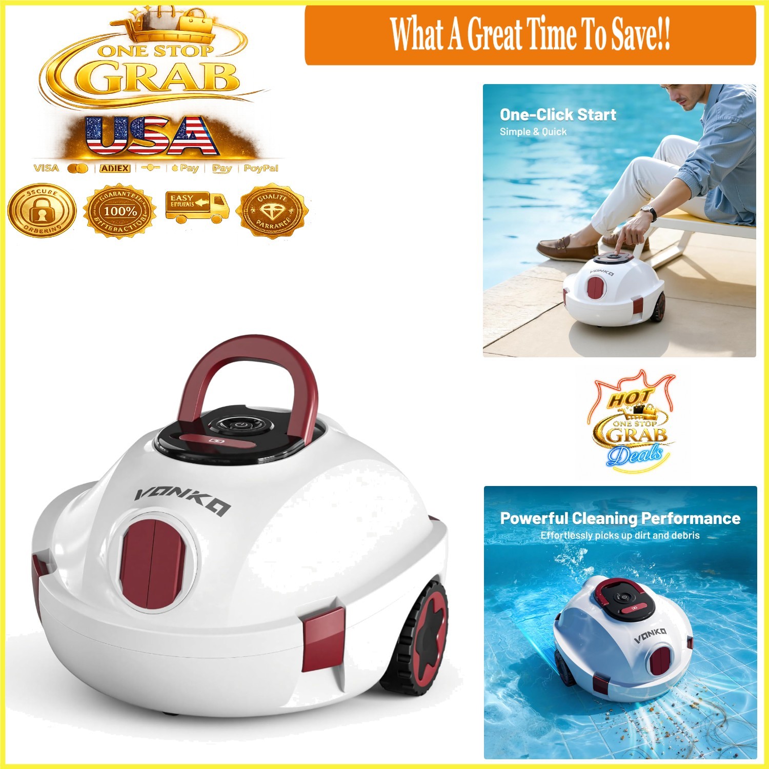 P10 Cordless Robotic Pool Cleaner 100-Minutes Battery Life, Dual Suction