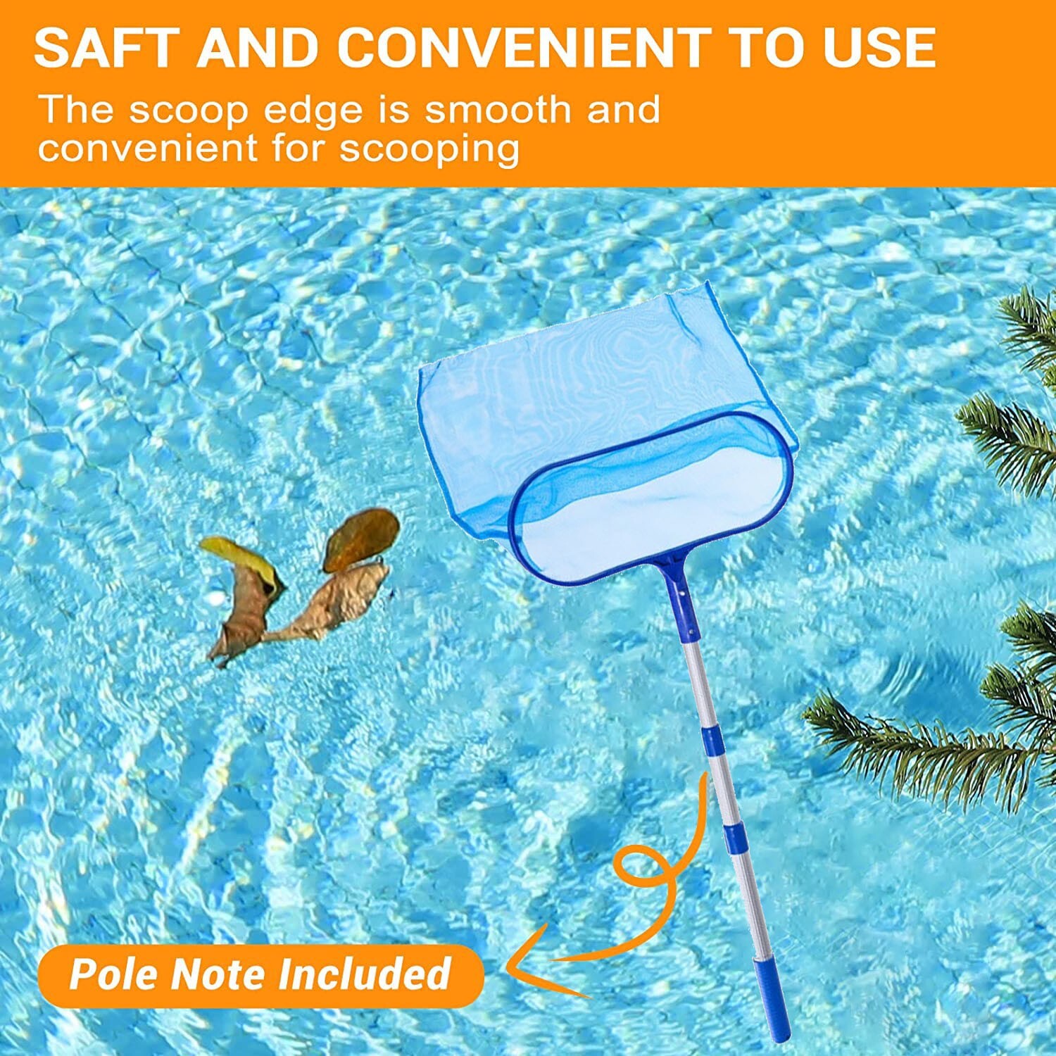 2pcs Pool Leaf Skimmer Surface Net Plastic Handle Swimming Pool Spa w/Magnet