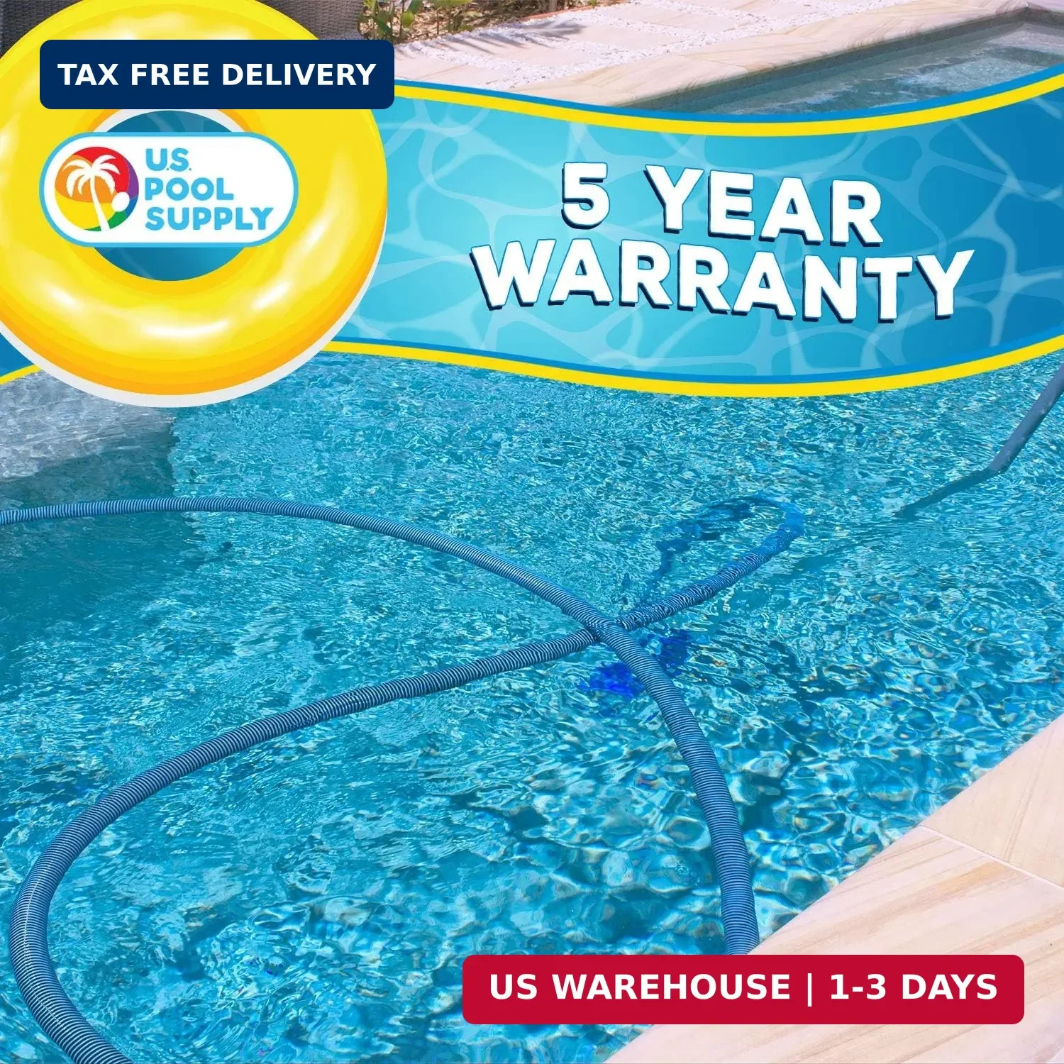 U.S. Pool Supply Pool Vacuum Hose – 1-1/2&Prime; x 30&prime; Professional Heavy Duty Pool Ho