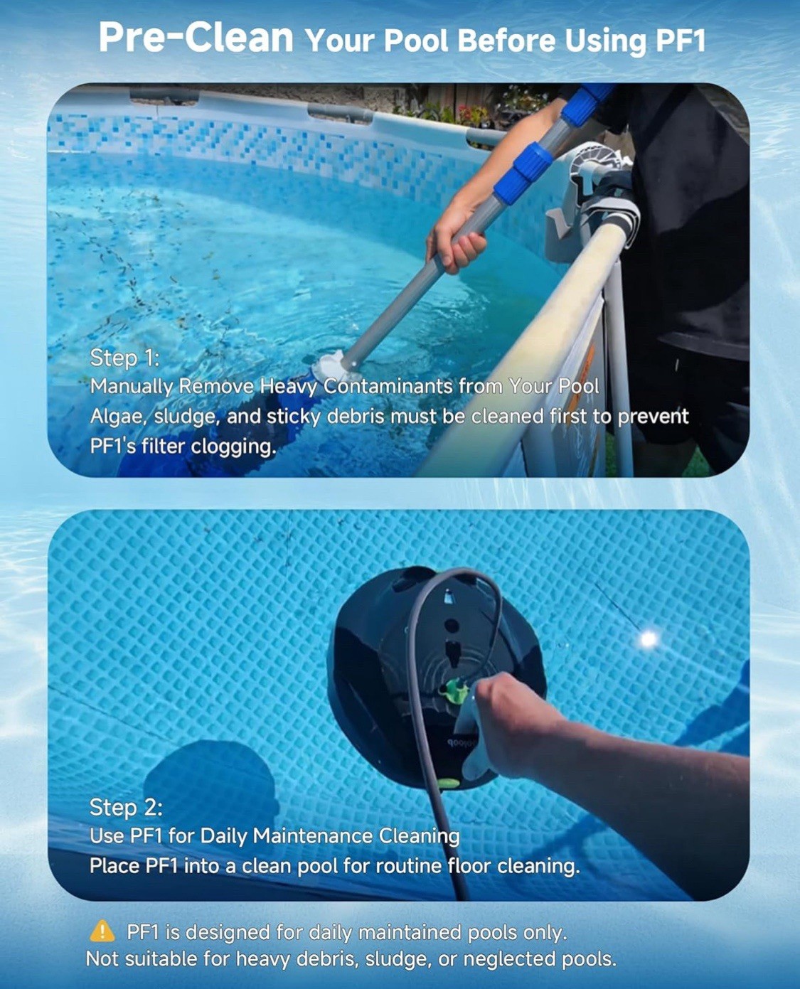 Pool Robot Vacuum Cleaner Robotic Floor Cleaner Cordless for Pool Maintenance