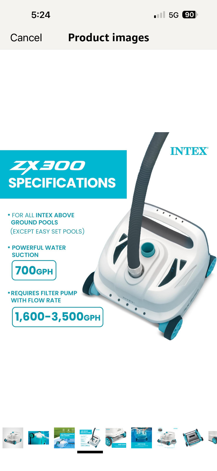 Intex ZX300 Deluxe Automatic Pool Vacuum (28005E)