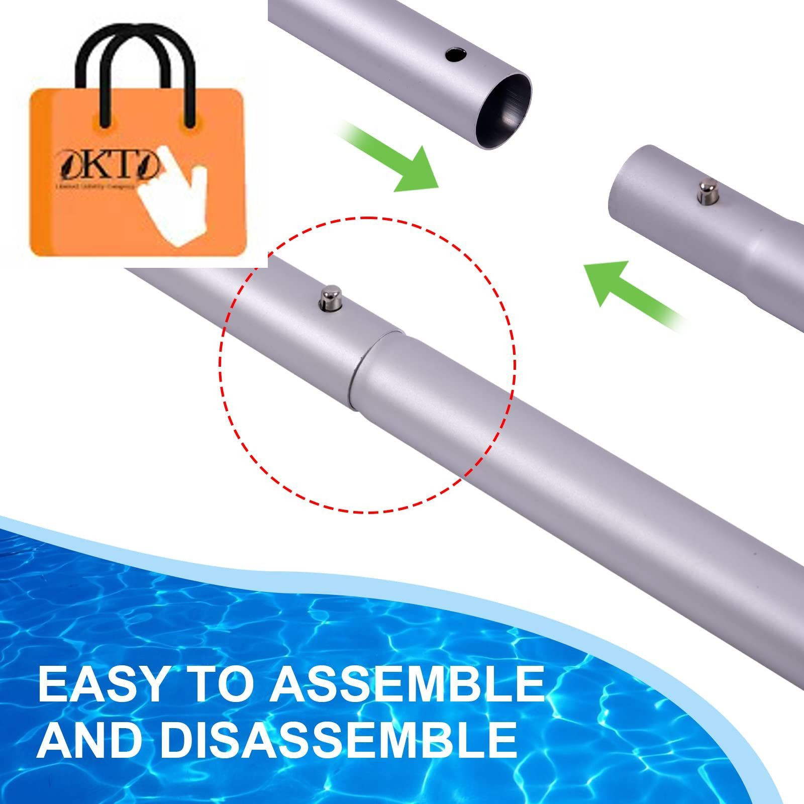 Pool Pole – 10.5 Foot Anodized Aluminum Extension Feet, Gray