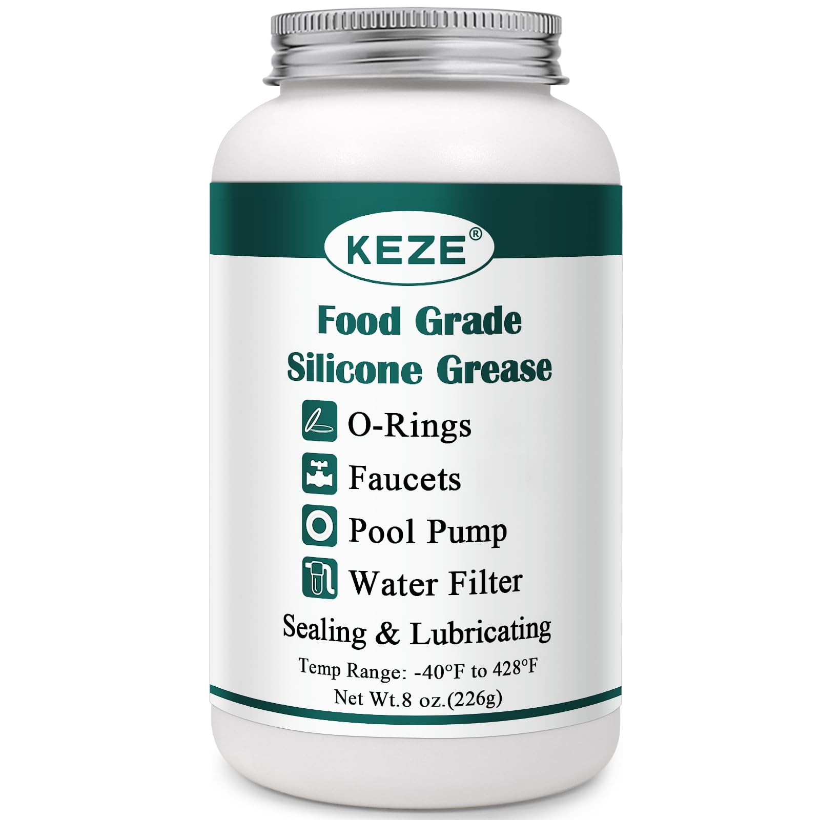 KEZE Pool Lube for O Ring Food Grade Waterproof 1 Pack (8oz), Silicone Grease