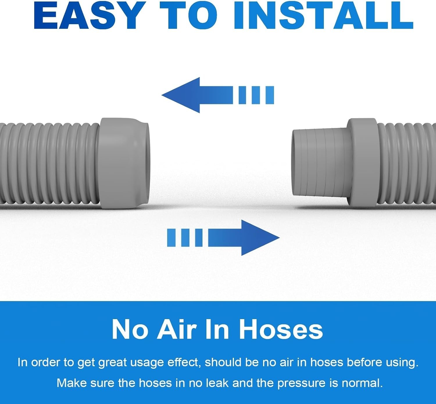 Spiral Wound Pool Vacuum Hose 40 Inch 2 Pack Gray Strong Lightweight Material