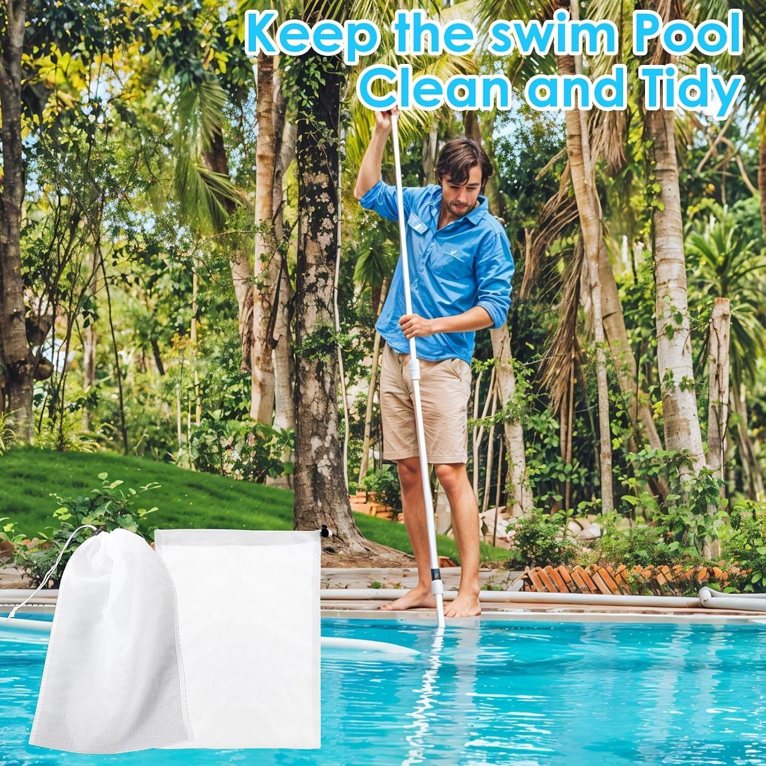 4 PCS Pool Vacuum Replacement Mesh Bag, Fine Mesh Filter Bags Pool Cleaner Ba…