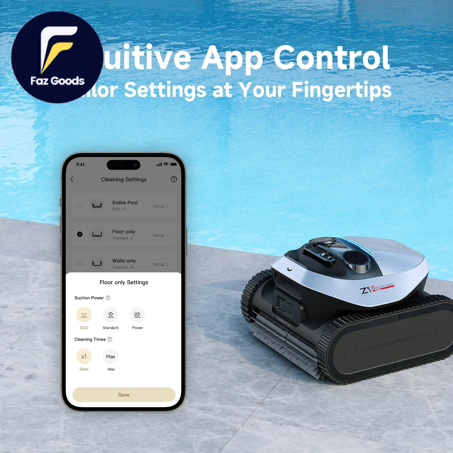 Z1 Pro Cordless Robotic Pool Cleaner Lifi Remote Control 8000 GPH Suction Wat US