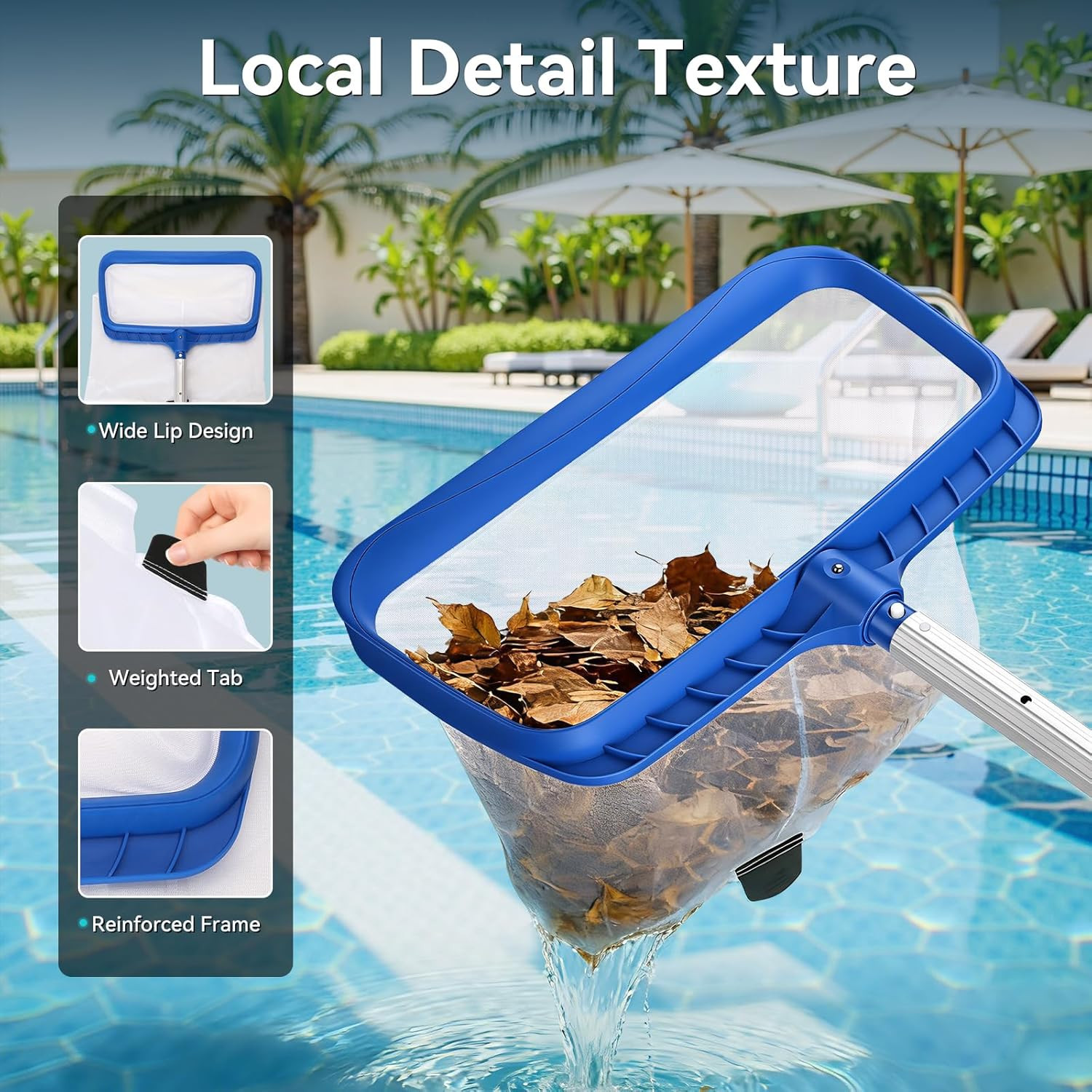 Heavy-Duty Pool Skimmer Net with Ultra-Fine Nylon Mesh Bag