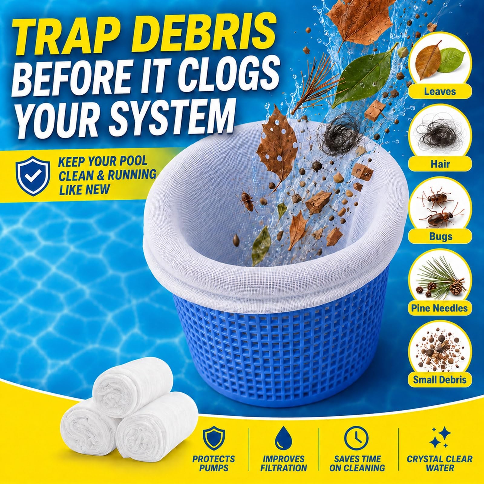 Lagincig 30PCS Pool Skimmer Socks Filter – Saver White