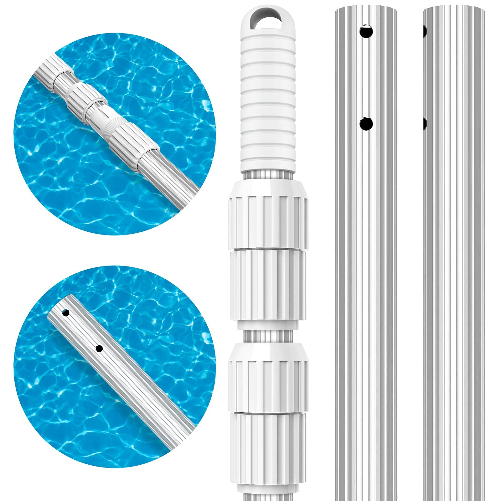 Upgraded Pool Pole 16.5 Foot Telescopic Swimming Pool Poles,Adjustable Telesc…