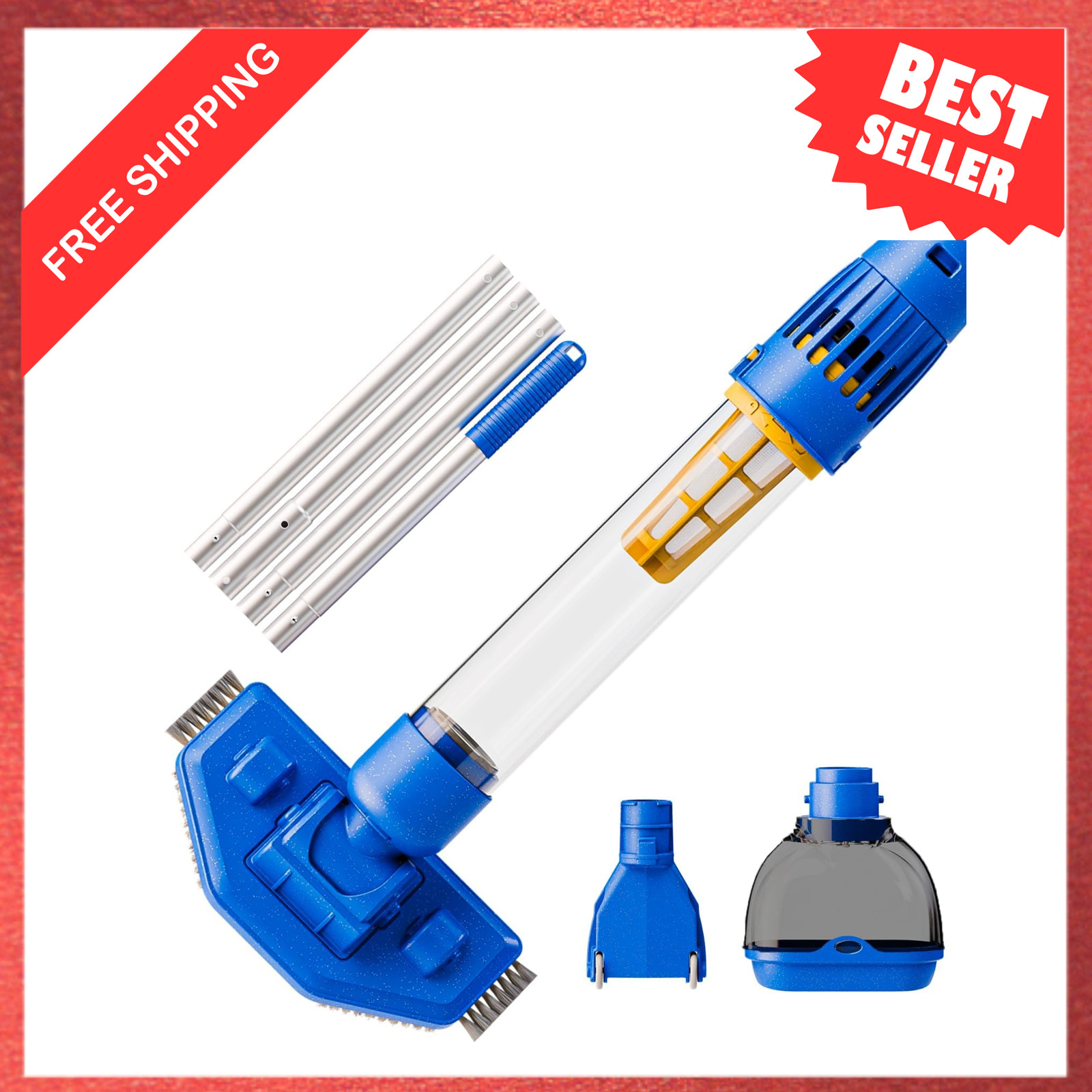 Cordless Pool Vacuum with Strong Suction Handheld Pool Cleaner for Above Ground