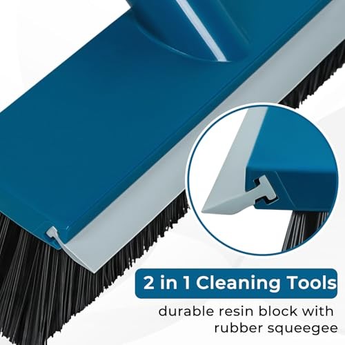 Stiff Bristle Deck Brushes for Scrubbing Heavy Duty with Rubber Scrape