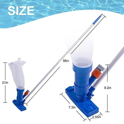 Upgraded Swimming Pool Spa Jet Vacuum Cleaner with Brush & 56&Prime; Pole,for Above