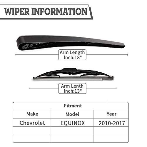 Rear Wiper Arm & Blade Kit,Exact-Fit Replacement for Chevy Equinox 2010-2017