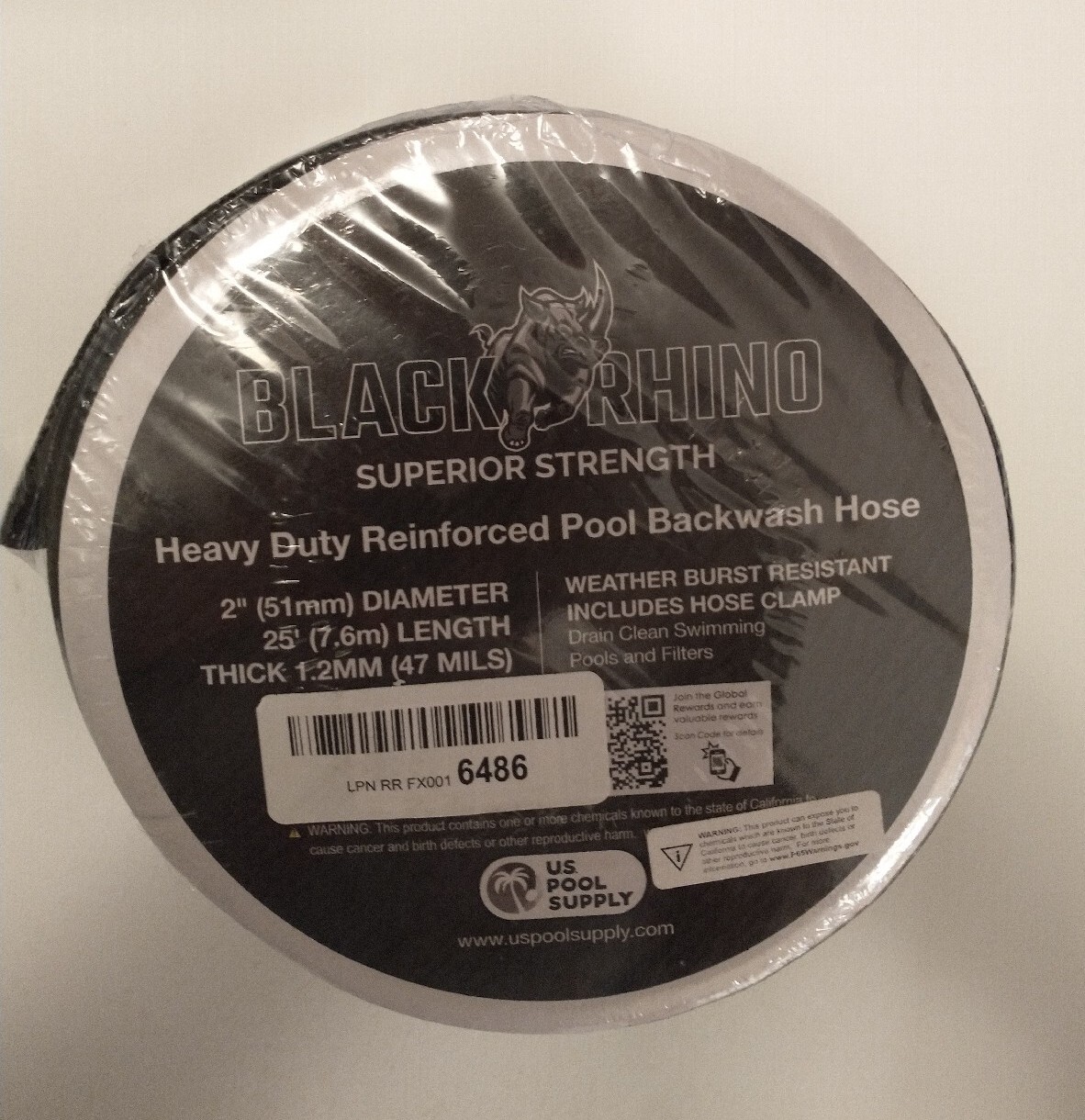 Black Rhino Pool Backwash Hose Superior Strength Heavy Duty Clamp 2&Prime; x 25&prime;