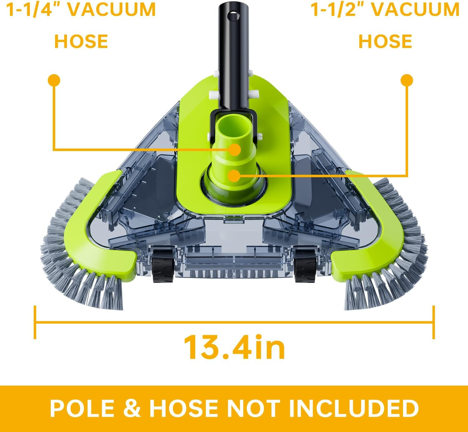 Upgrade Pool Vacuum Head with Wheels & Side Brushes for Pool Cleaning