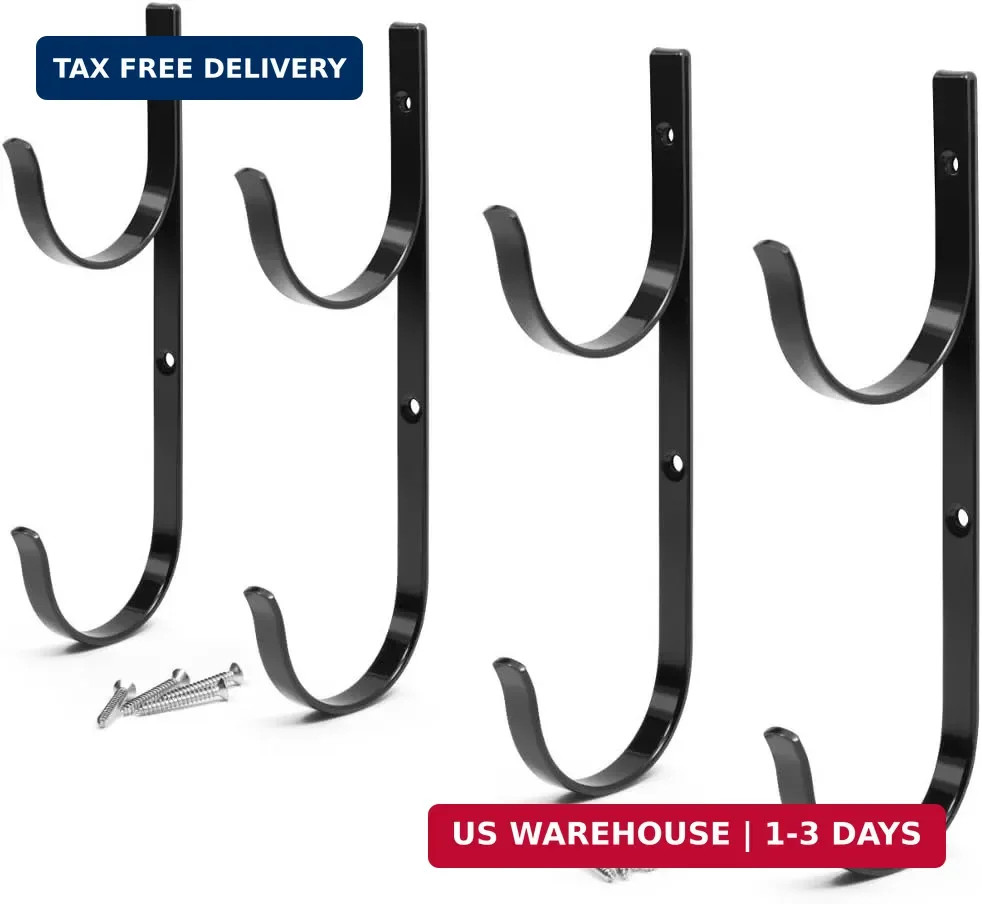 Pool Pole Hanger Premium 4pc Black Aluminium Holder Set by Aquatix Pro, Ideal Ho