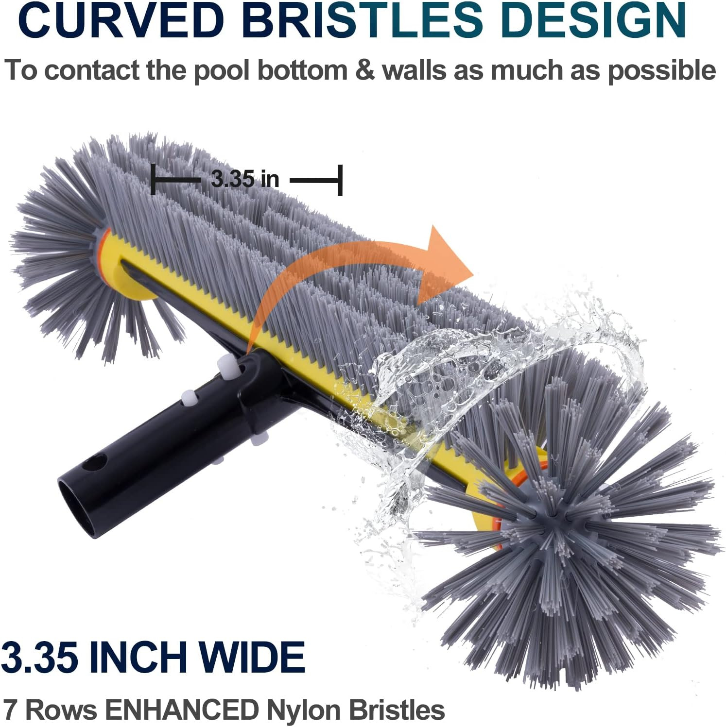 Pool Brush Head with round Ends, Heavy Duty Pool Brushes for Cleaning