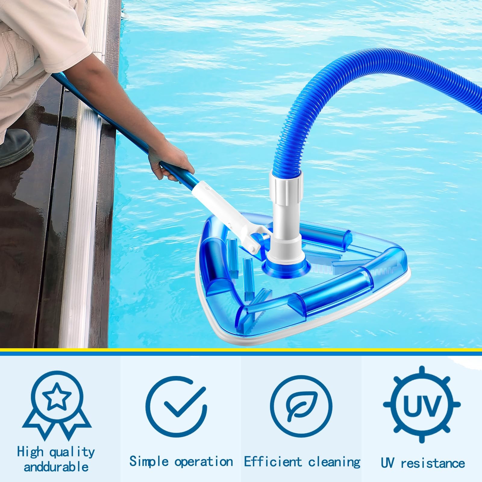 2 Pcs Swimming Pool Cleaning Kit 1-1/4 Inch x 18 ft Pool Vacuum Hose with Swi…