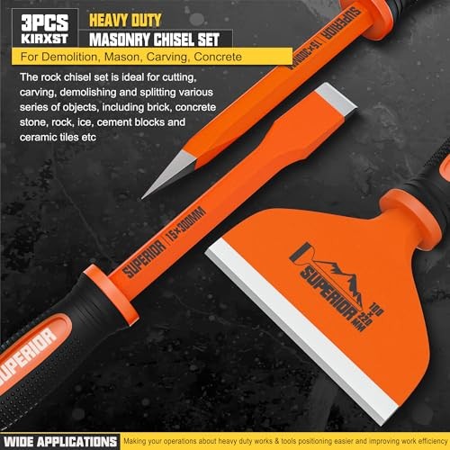 3Pcs Heavy Duty Masonry Chisel Set with Hand Guard 3Piece Masonry Chisel