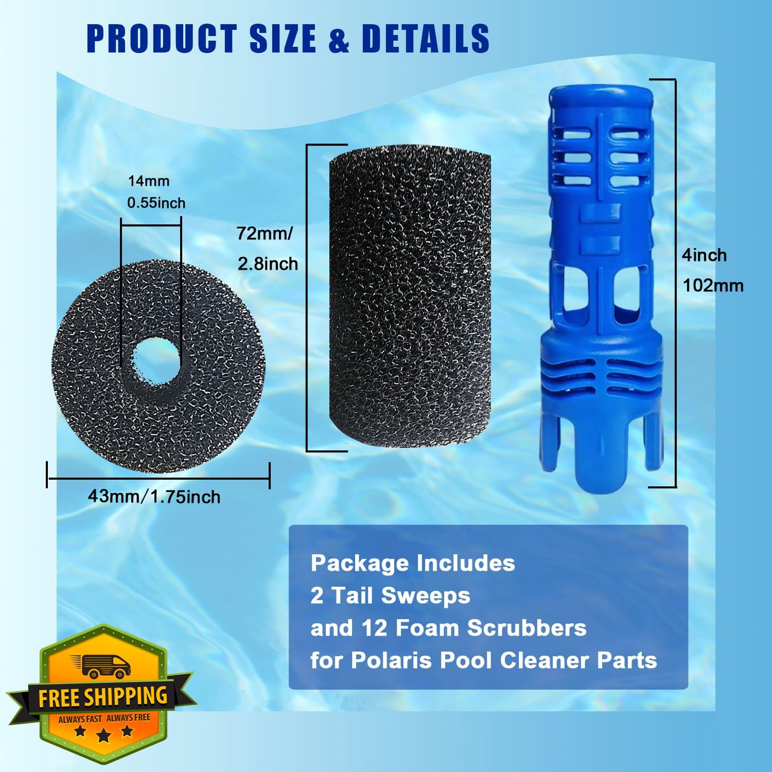Niantime Pool Cleaner Tail Sweep Hose Scrubber