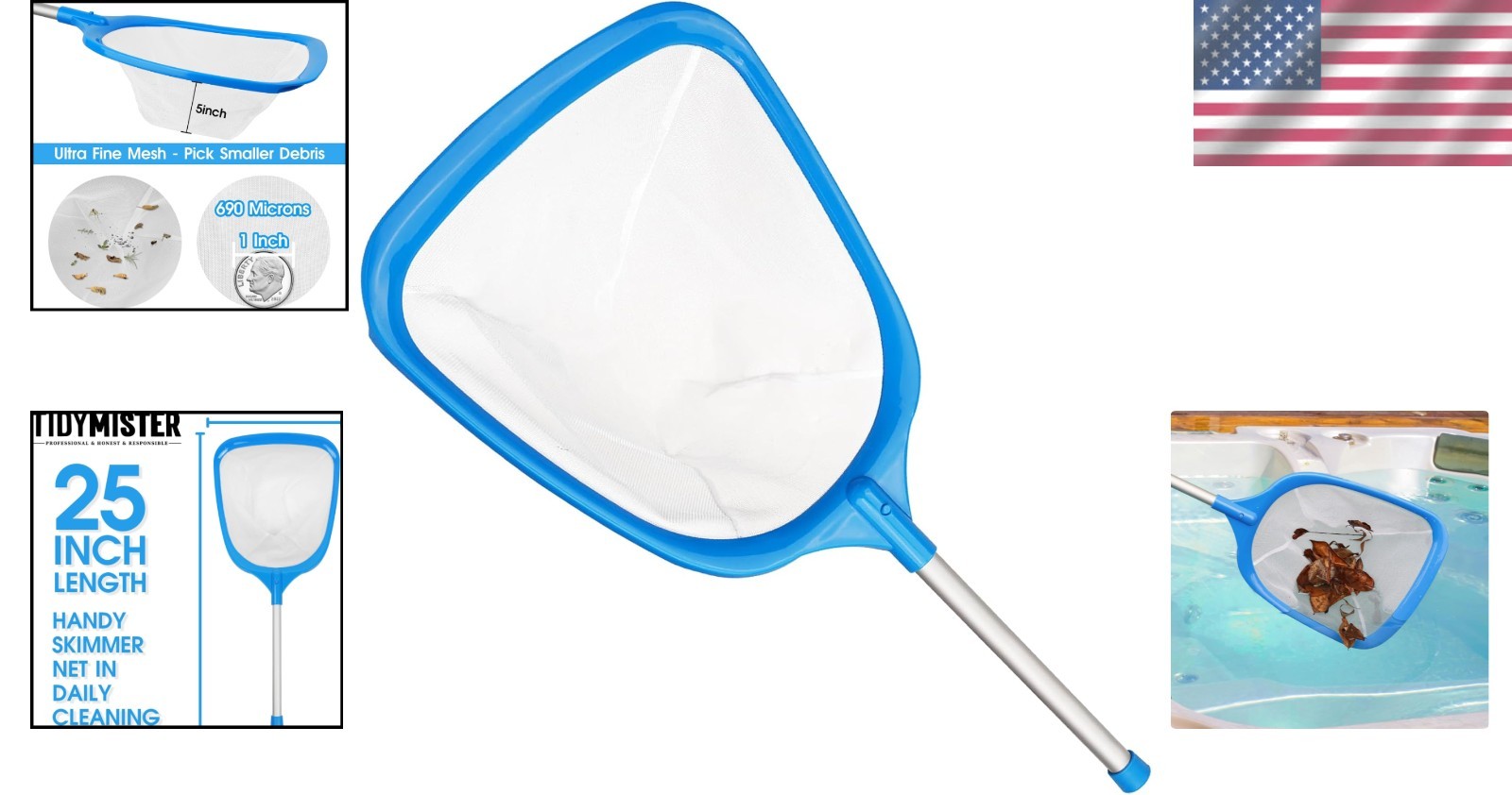 12 » Ultra Fine Mesh Pool Skimmer Net with Aluminum Pole – Easy Debris Removal