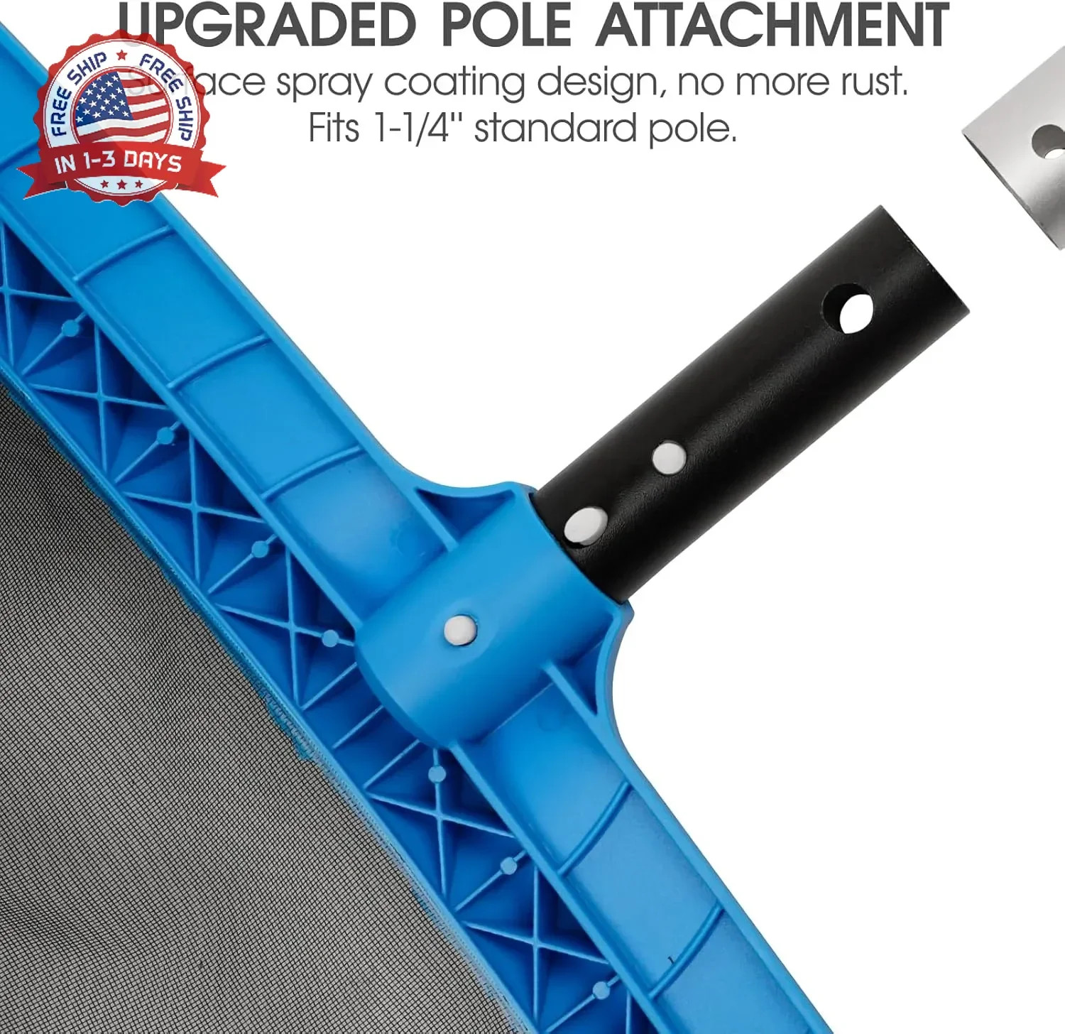 TidyMister Pool Skimmer Net with Self-Repair Fine Nylon Mesh Bag, Pool Leaf Rake