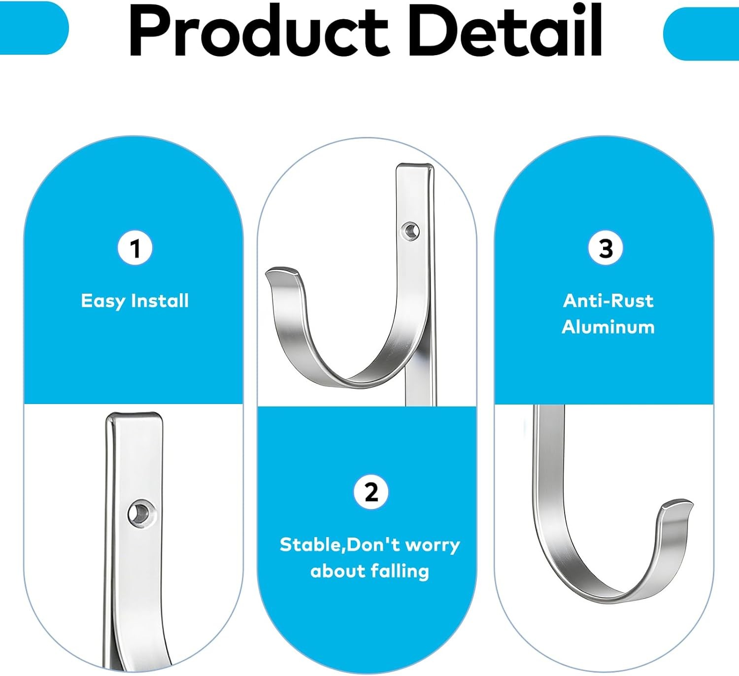 Pool Pole Hanger 4 Pcs Silver Aluminum Pool Hooks Poles Rakes Skimmers Nets