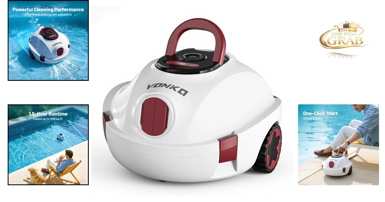 P10 Cordless Robotic Pool Cleaner 100-Minutes Battery Life, Dual Suction