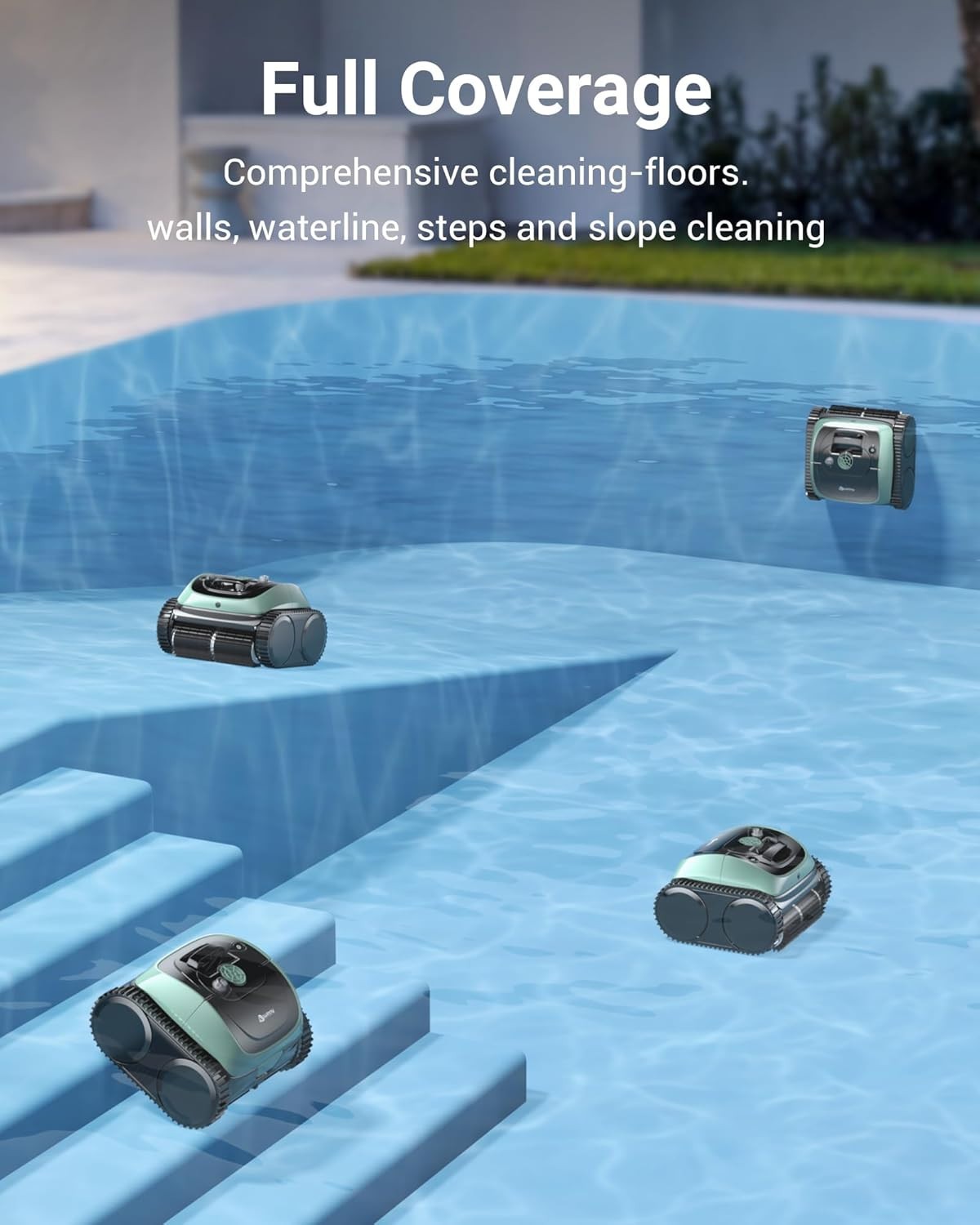 track & App Cordless Robotic Pool Cleaner Vacuum Floor Wall Waterline Self-Park