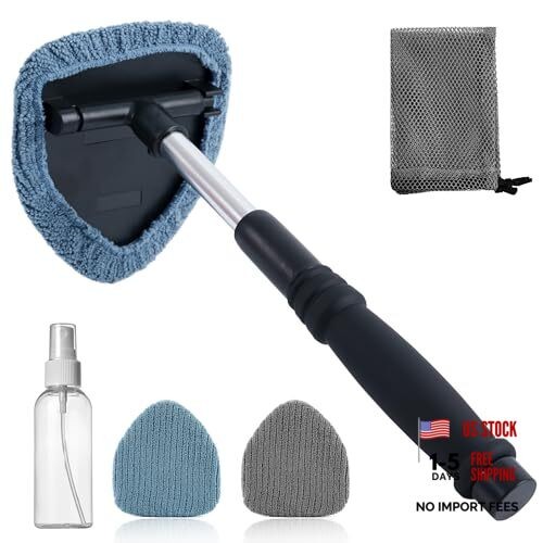 Pivoting Windshield Glass Cleaning Tool Extendable Aluminum Handle Triangle