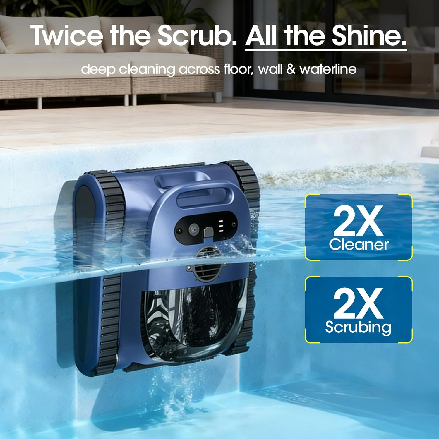 Cordless Robotic Pool Cleaner, Pool Vacuum 180W Brushless Motor, 45000Pa Suction