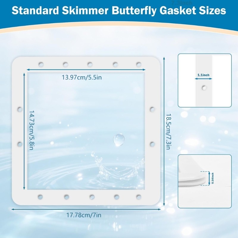 Pack of 2 Swimming Pool Skimmer Gaskets Heavy Duty Rubber Seals for Pump Systems