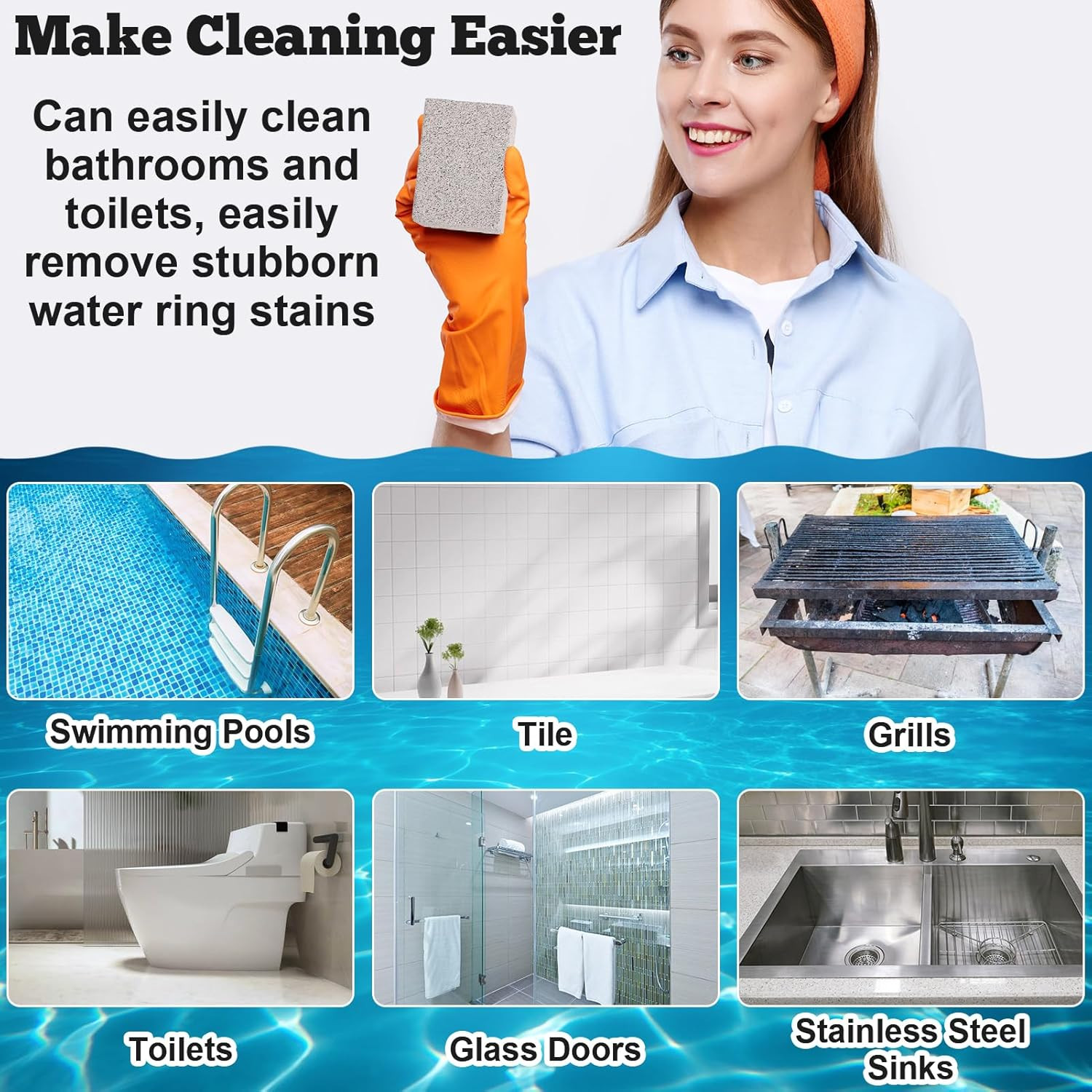 6PCS Swimming Pool Pumice Stone for Cleaning Tiles,Stone Cleaning Block,Scour St