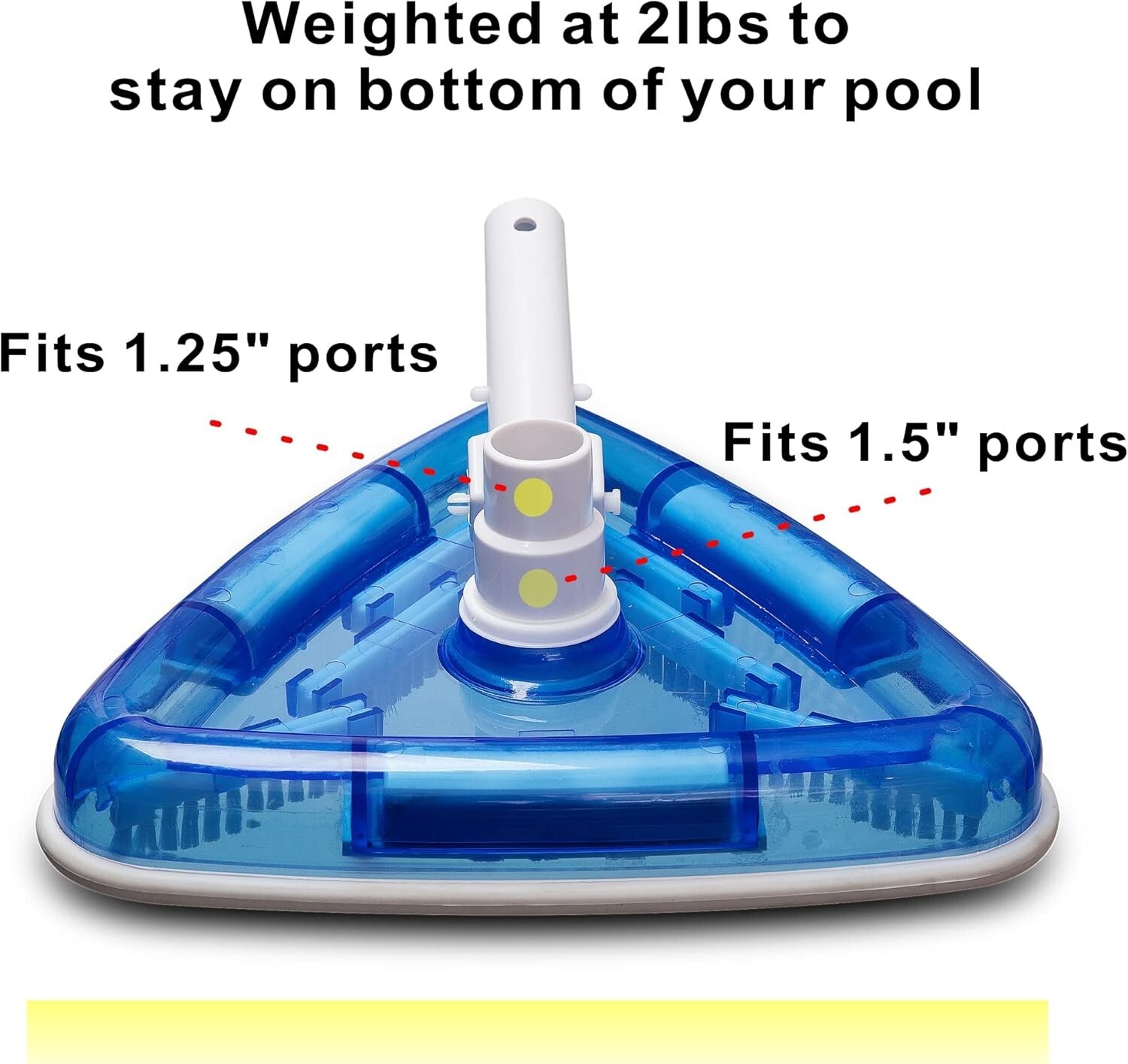 New Vacum Head Bottom Brush, Triangular Weighted Transparent w/ Swivel Connect