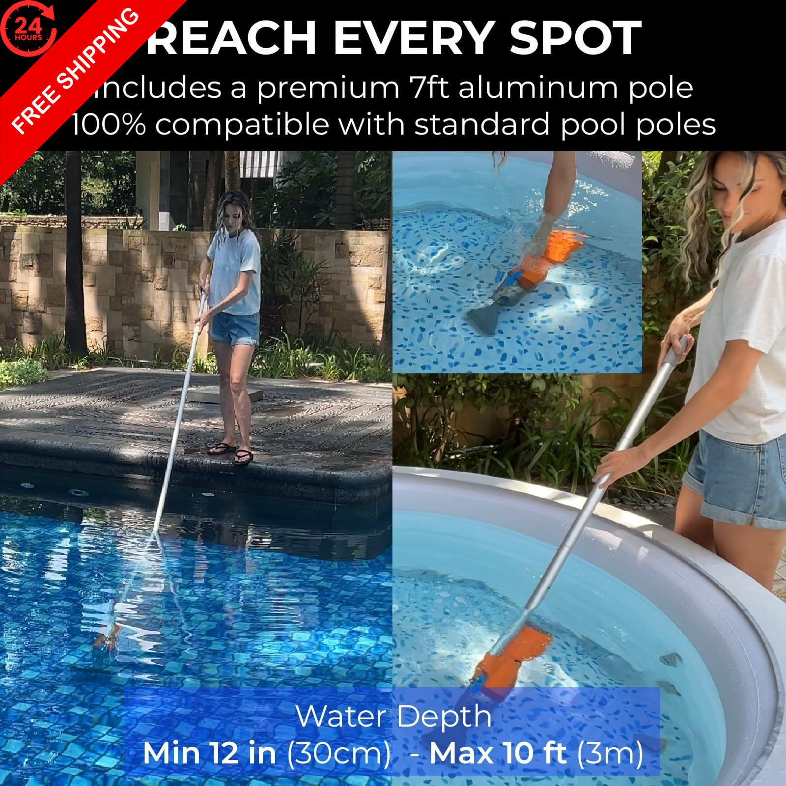 24V Cordless Handheld Pool Vacuum – 43,000Pa Hyper Suction, ULTRA 65W