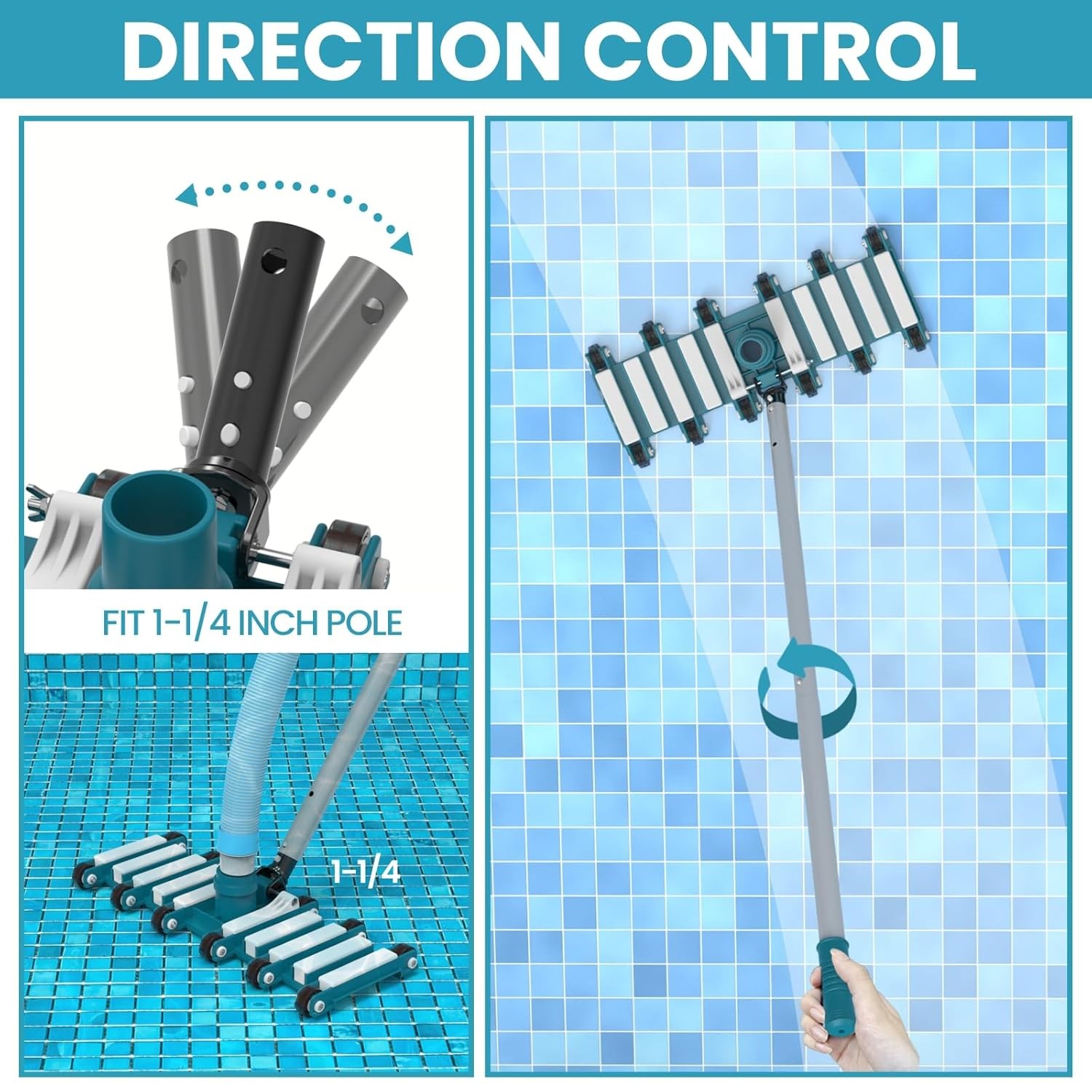 19&Prime; Weighted Pool Vacuum Head with Wheels Extra Wide Swimming Pool Cleaner