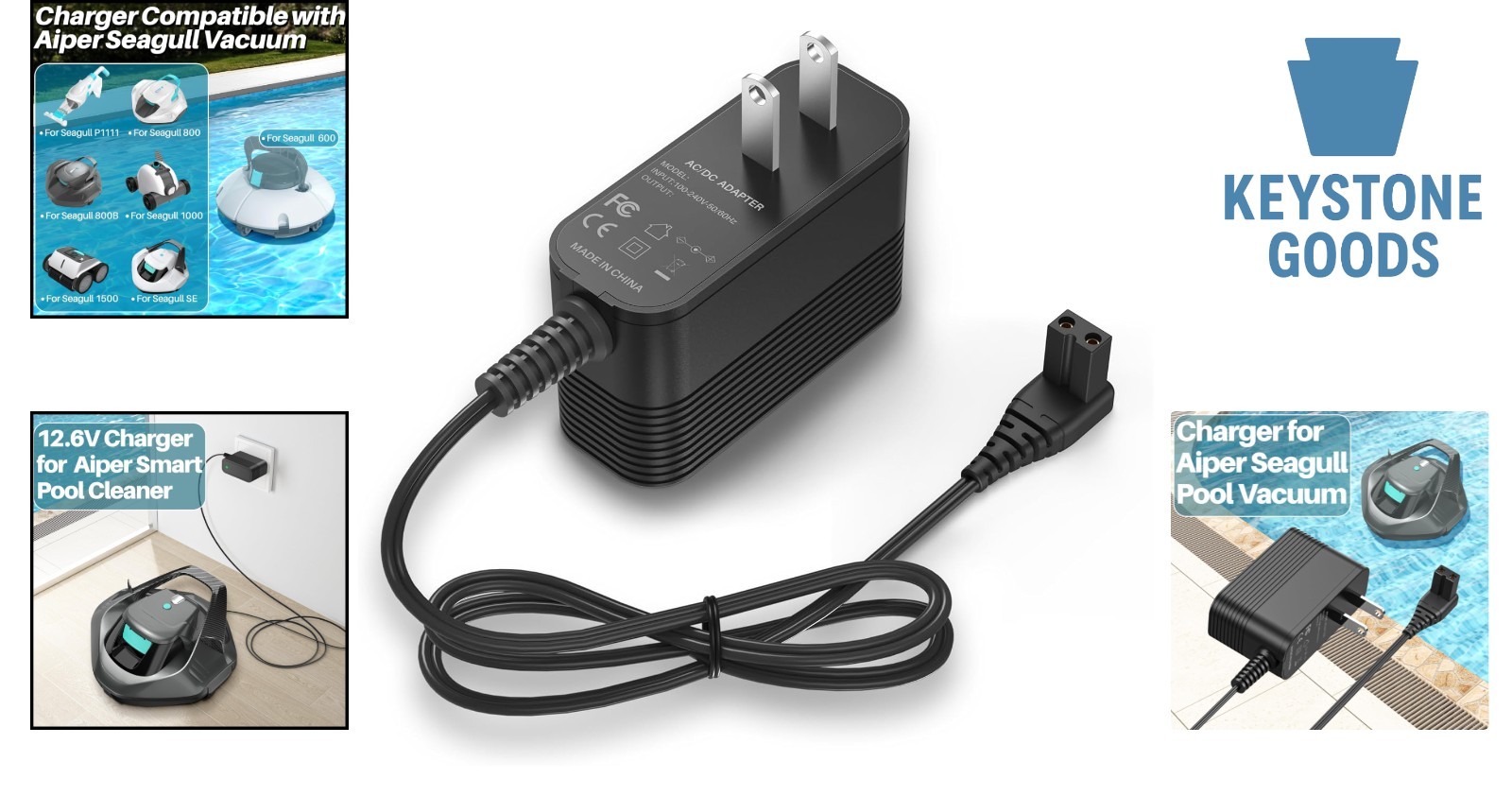 12.6V AC/DC Power Charger for Aiper Seagull Pool Vacuum & Cleaner