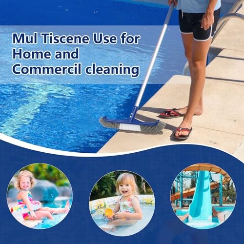 Pool Brush Head, 17.5&Prime; Swimming Pool Brush for Cleaning Pool Two-in-one Brush