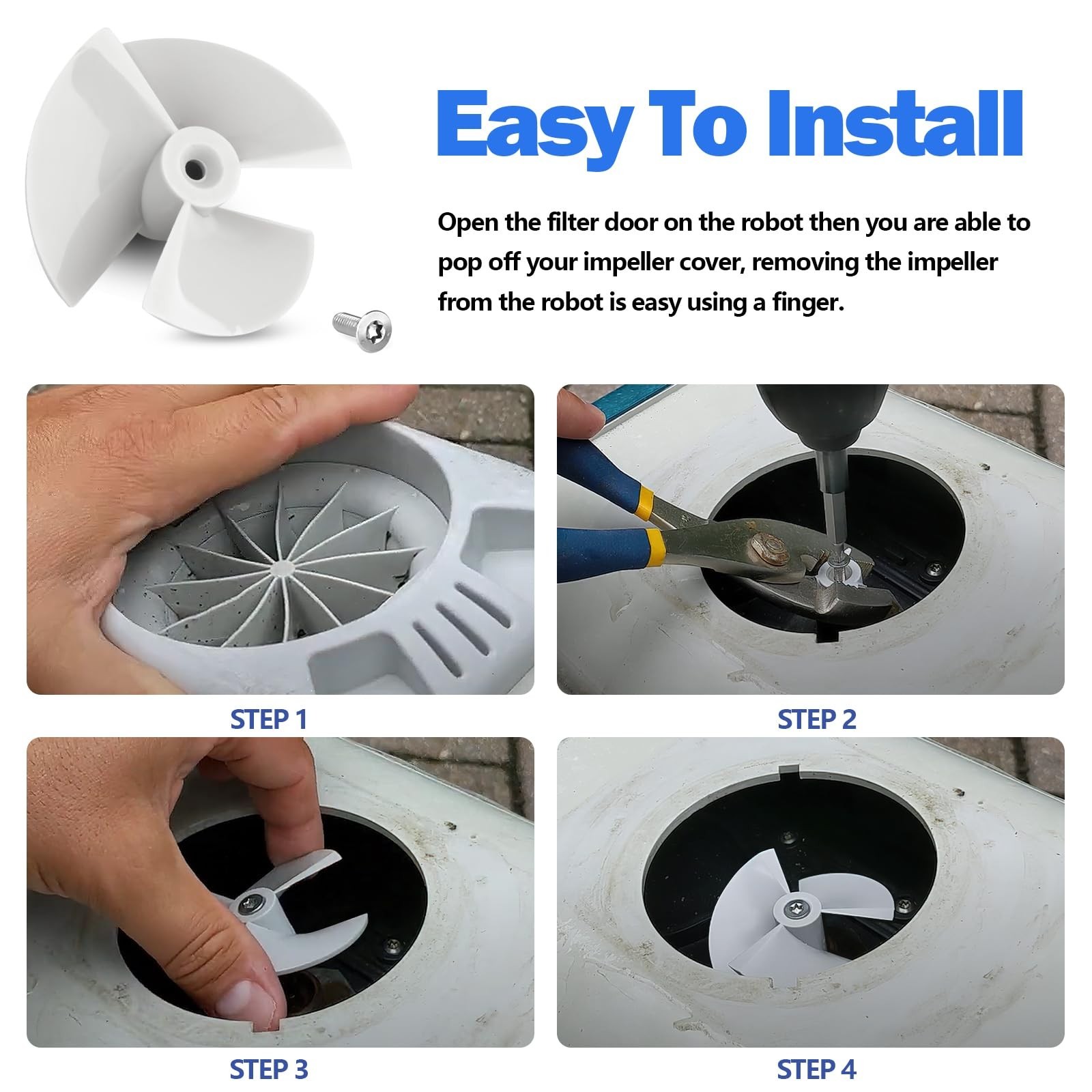 Pool Cleaner Impeller with Screw for Dolphin DC44, DX3, DX4, DX5, C5 & Neptune