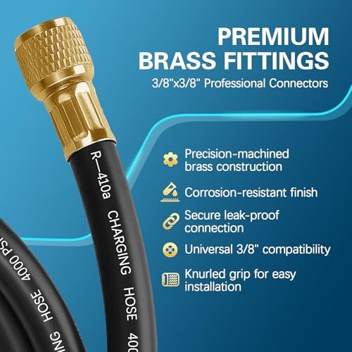 2026 Upgraded HV1-3/8&Prime; HVAC Vacuum Hose,Standard 3/8&Prime;×3/8&Prime; Flare Fittings,6
