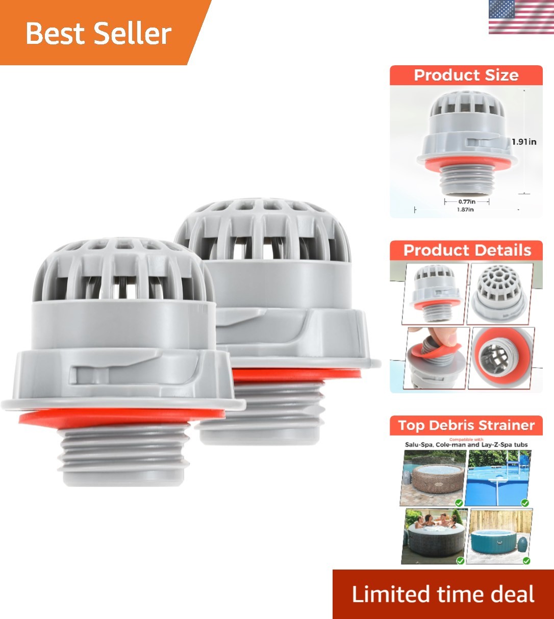 2 PCS Durable Chlorine Dispenser Replacement for Salu-Spa & Lay-Z-Spa Hot Tubs