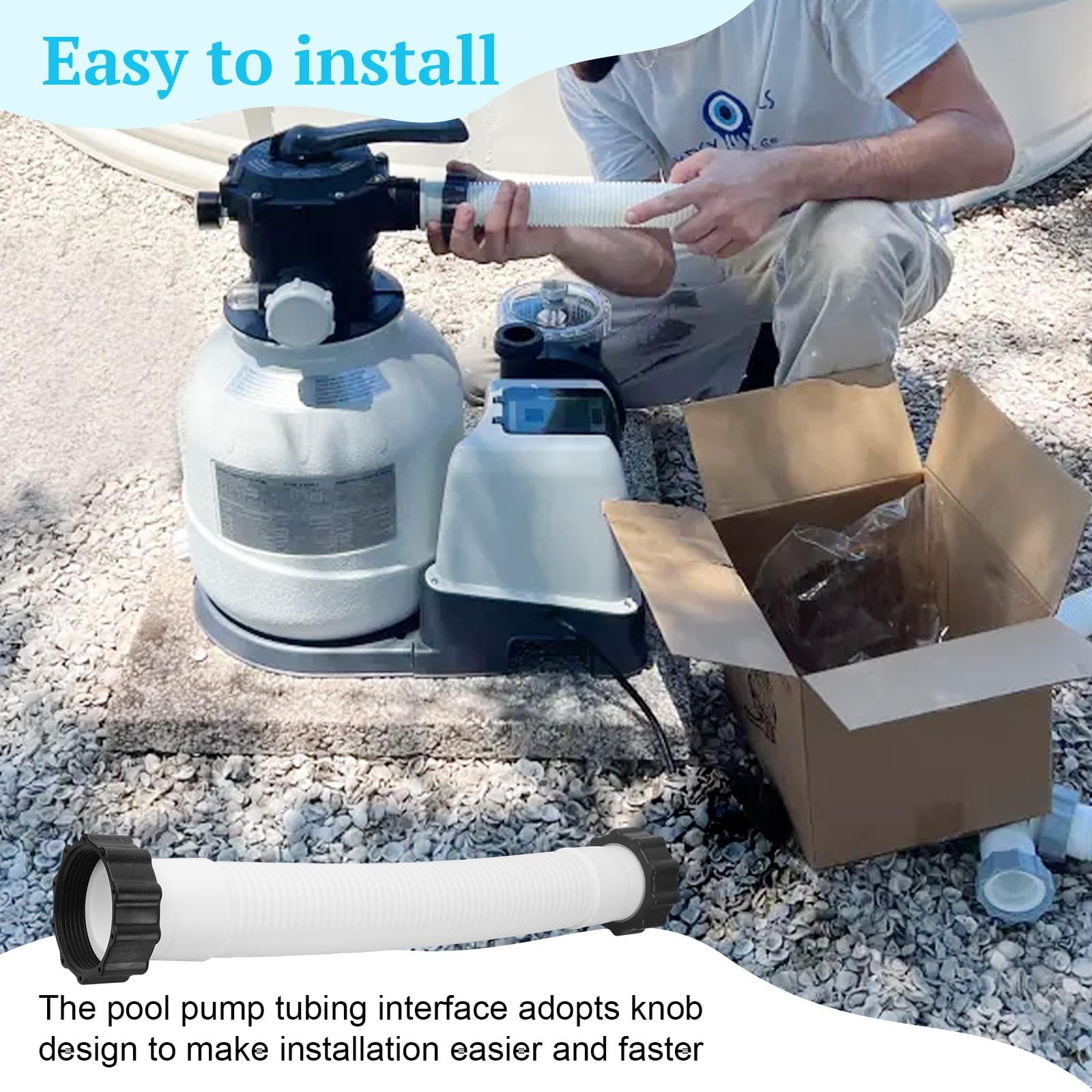 11535 Pool Sand Filter Pump Hose, 16 Inch Interconnecting Hose for Intex Sand Fi