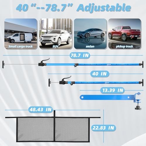2PK 79 inch Heavy Duty Adjustable Cargo Bars,200LB Capacity，Non 2 Packs Blue