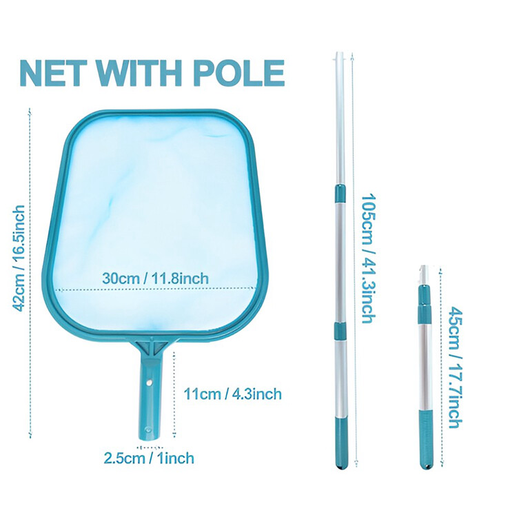 Fine Mesh Pool Leaf Skimmer Net w/ 5FT Telescopic Aluminium Pole Frame US SUPPLY