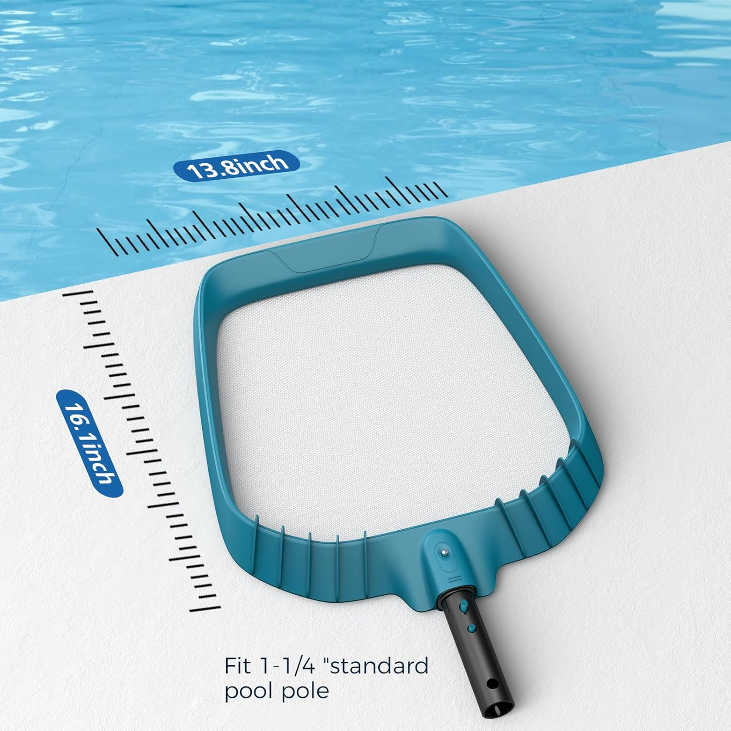 Heavy Duty 20.4&Prime; Pool Skimmer Net, Fine Mesh Leaf Cleaner
