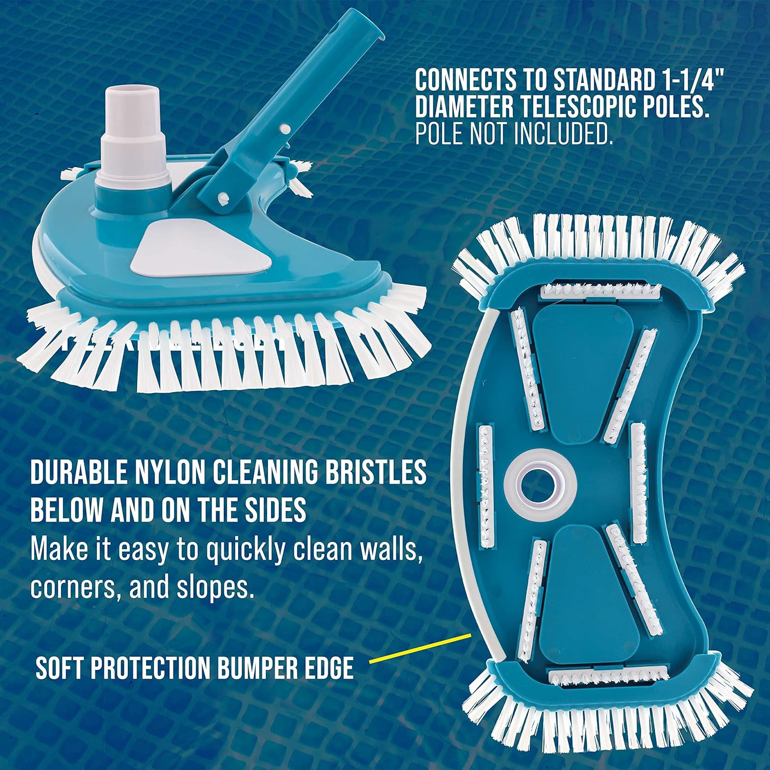 12&Prime; Deluxe Weighted Butterfly Pool Vacuum Head with Side Brushes, Swivel Hose Co